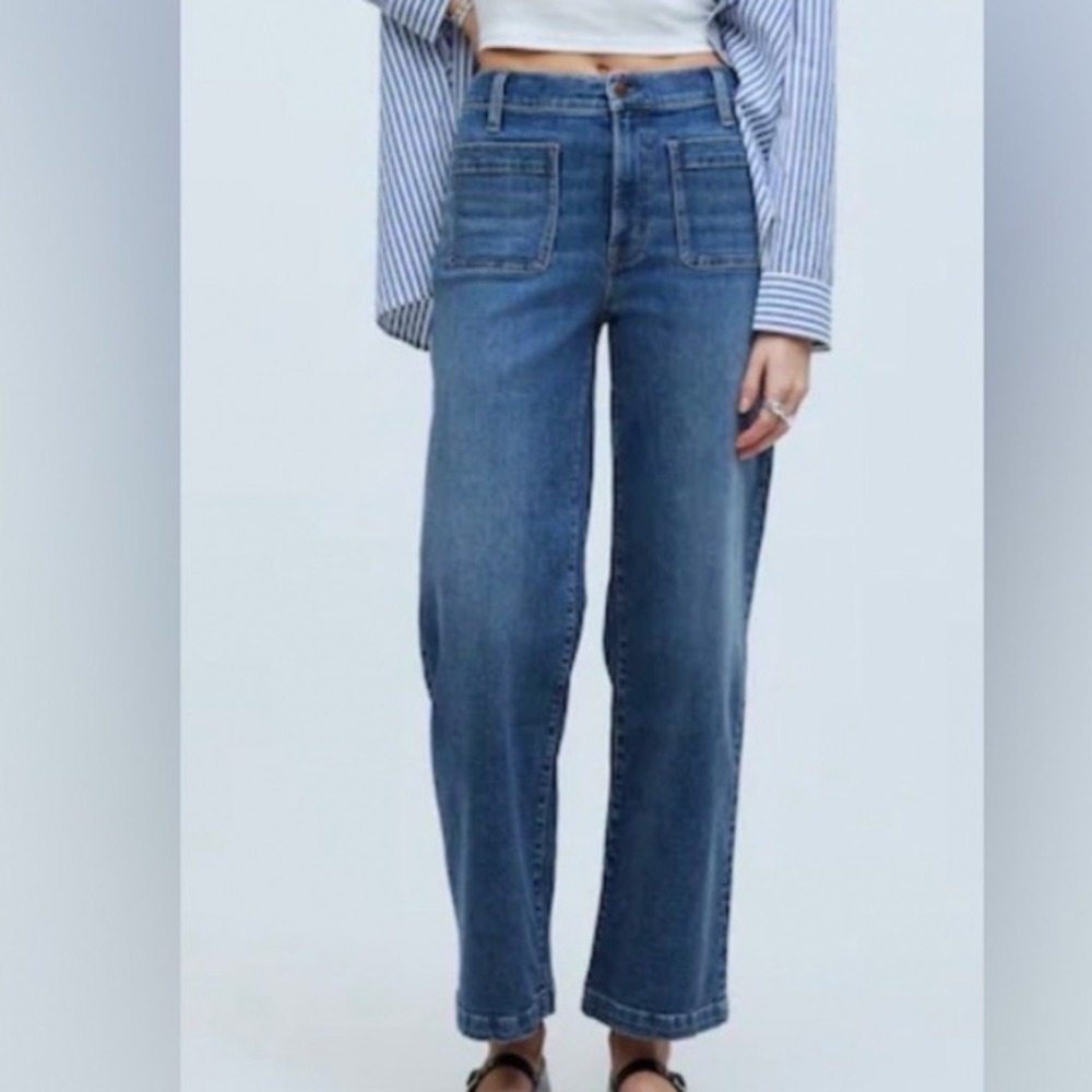 Madewell The Perfect Vintage Wide-Leg Jean Keller Wash Blue Denim Size 32